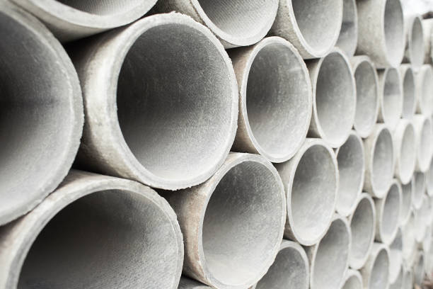 Concrete pipes and utility components prepared in stock